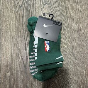 NWT Nike Mens Swoosh NBA Authentic Team Issued Basketball Crew Socks Green 2XL